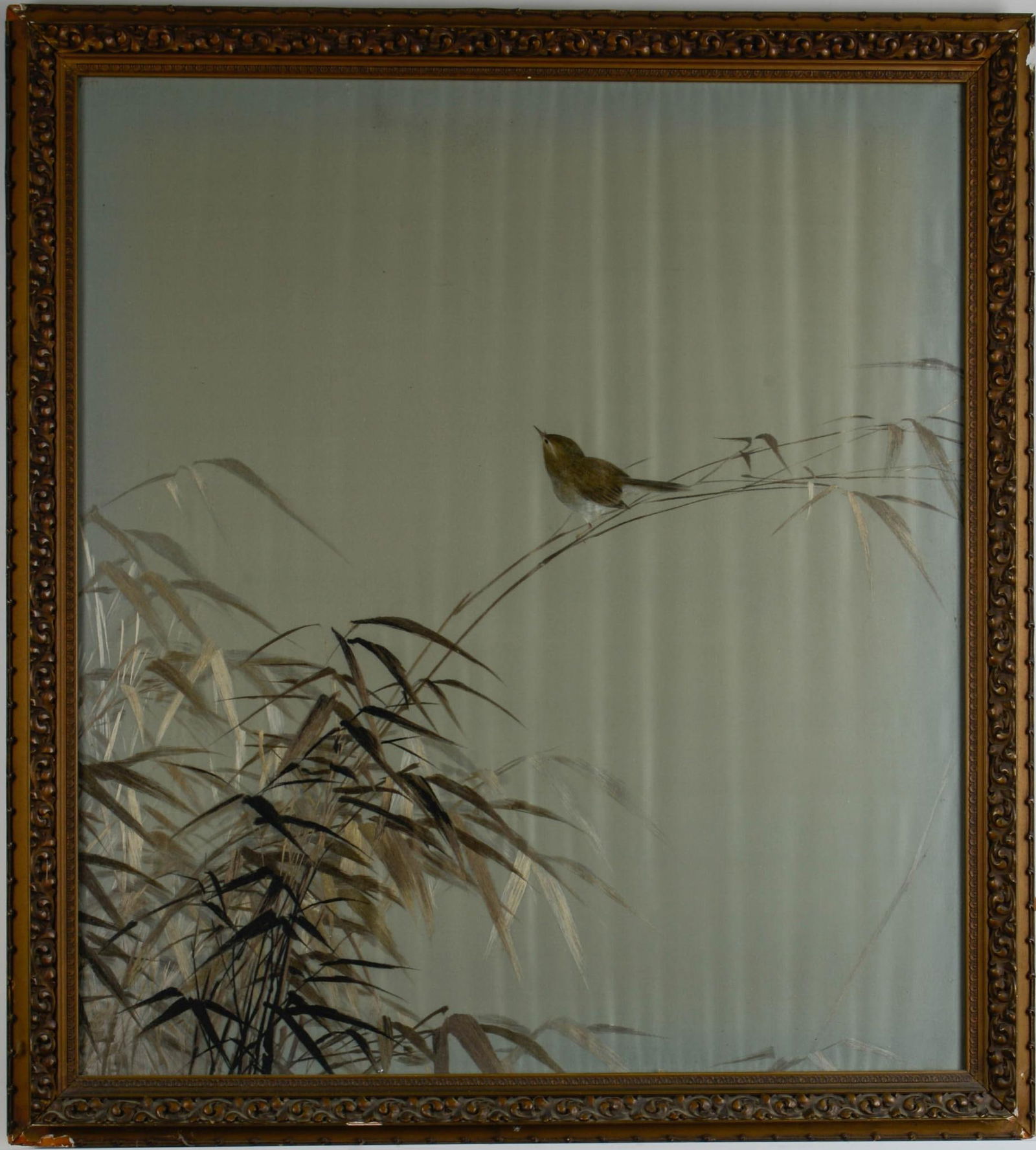 Large Chinese Needlework With Bird. (1 of 2)