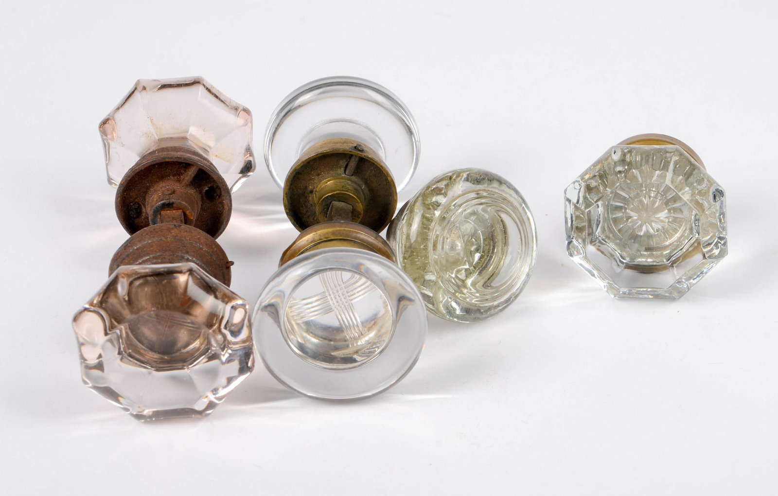 Glass Door Knobs.: Two complete sets, and two singles.