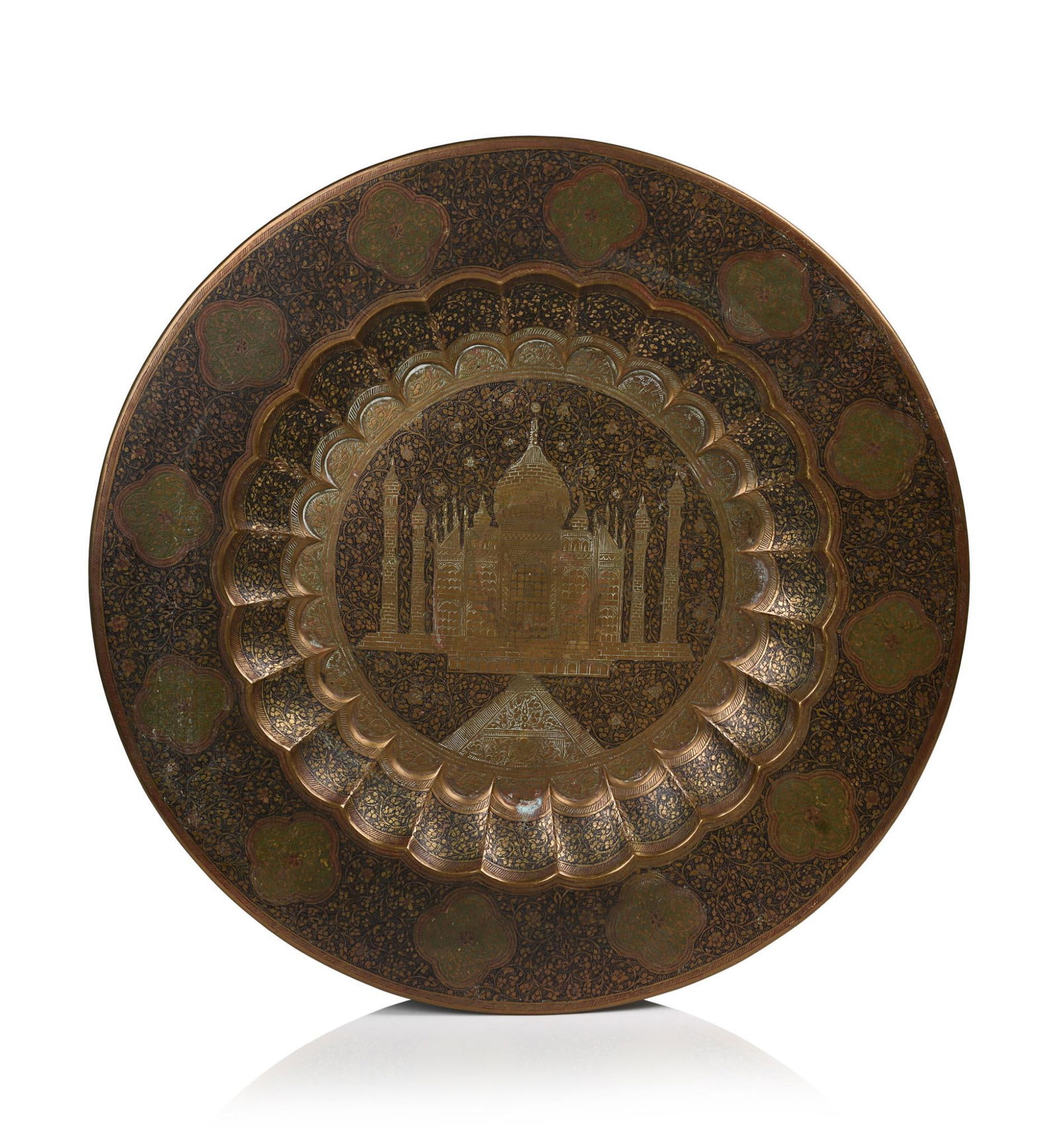 Large Persian Mixed Metal Platter. (1 of 3)
