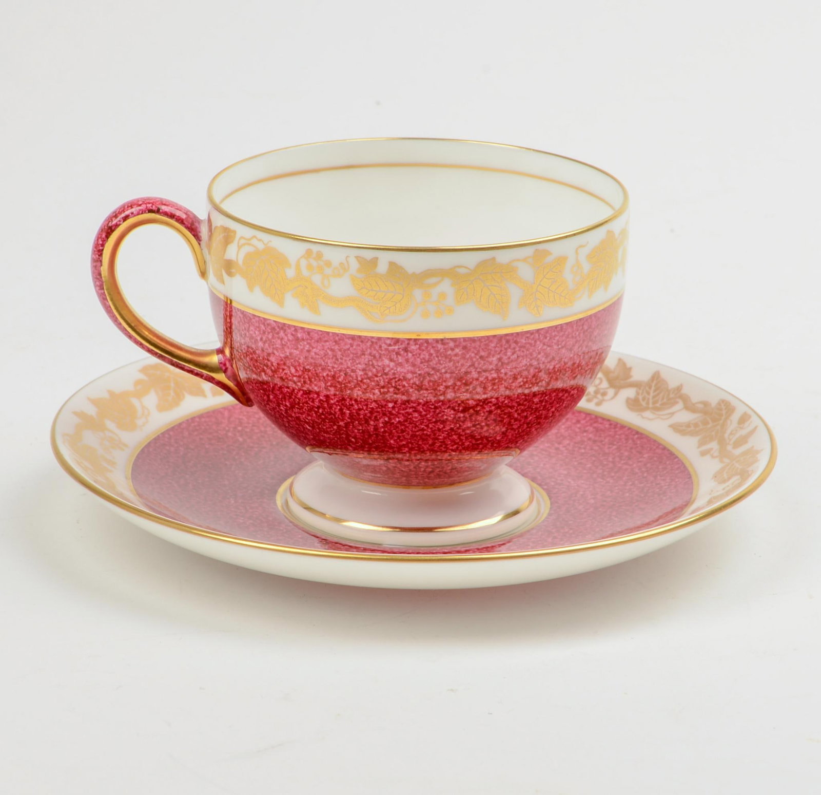 WEDGWOOD WHITEHALL - RUBY AND GILT TEACUP & SAUCER (1 of 3)