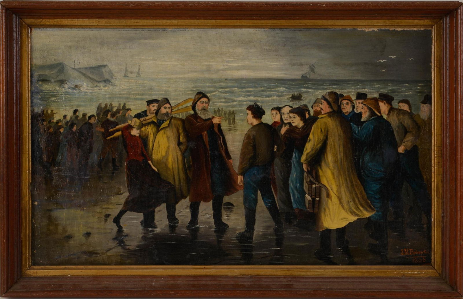 CANADIAN BEACH SCENE WITH FISHERMEN. (1 of 3)