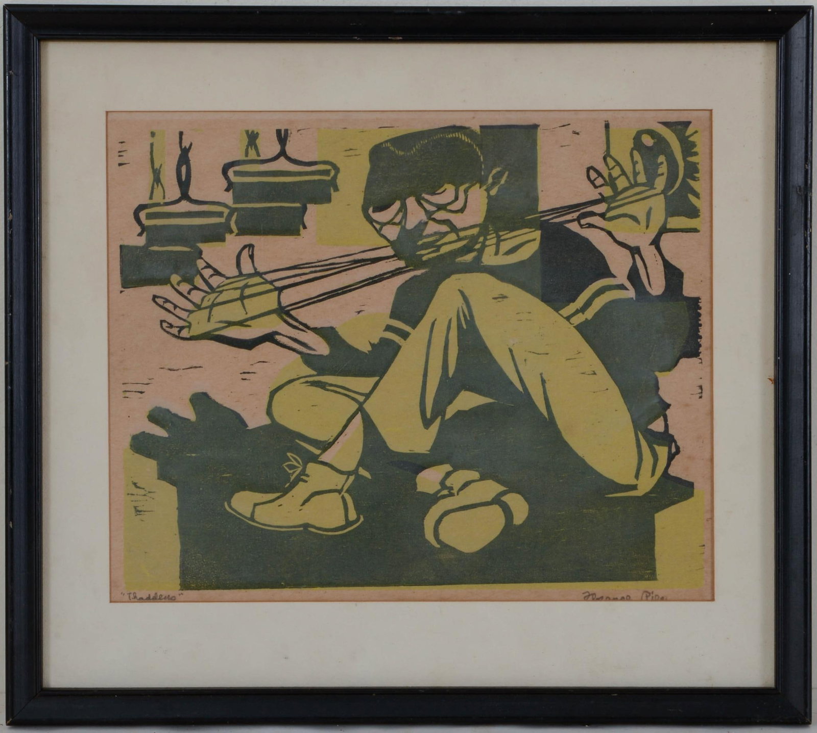 WOODBLOCK PRINT. "THADDEUS" (1 of 2)