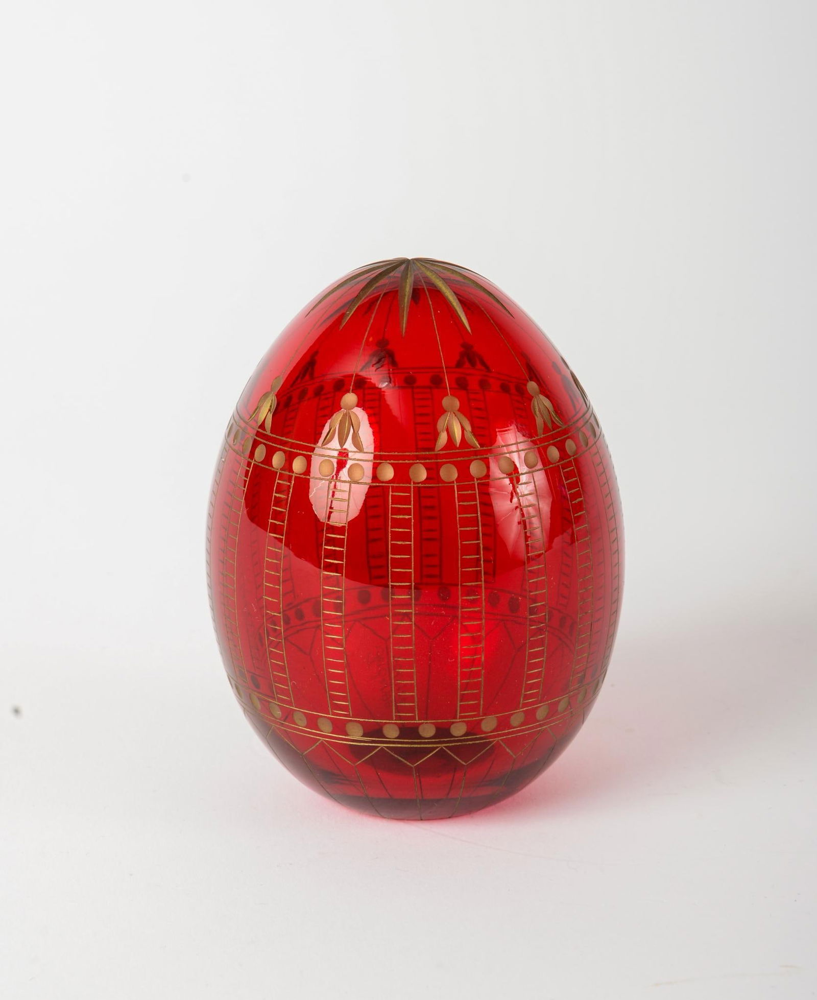 RED GLASS LIMITED EDITION FABERGE EGG. (1 of 3)