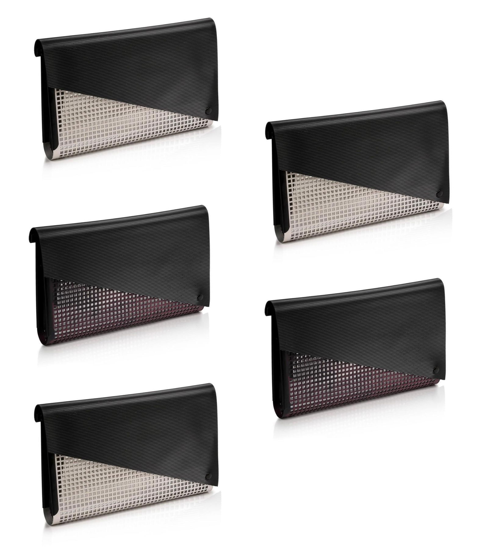 FIVE CHRISTIAN JONAK MODERNIST ENVELOPE BRIEFS: The Envelope Briefs -- in Black or Silver These sleekly designed aluminum briefcases are fashioned in a grid pattern reminiscent of Austrian architect and designer Josef Hoffmann. The cases, reinforce
