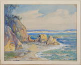 WATERCOLOR OF ST. IVES SEASHORE.