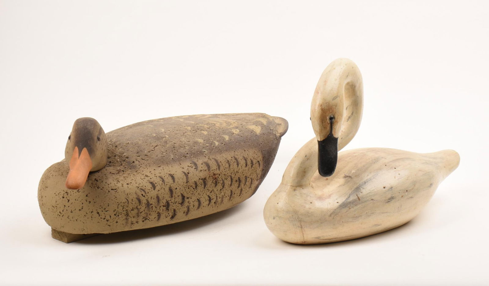 DECOY DUCK AND WHITE WOODEN SWAN (1 of 9)