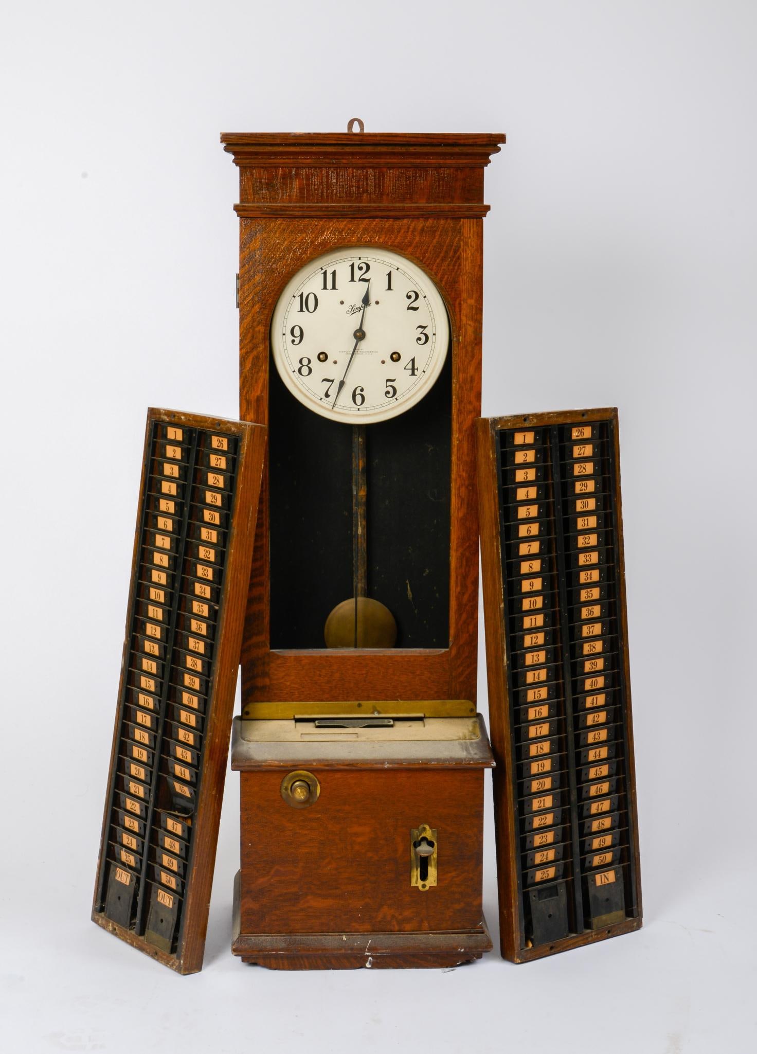 SIMPLEX - TIME RECORDER AND TWO CLOCK CARD WALL UNITS. (1 of 3)