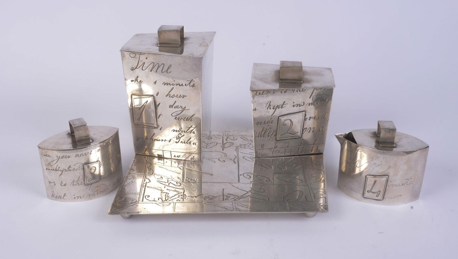 INDIAN ART DECO STYLE SILVER PLATE TEA SERVICE (1 of 6)