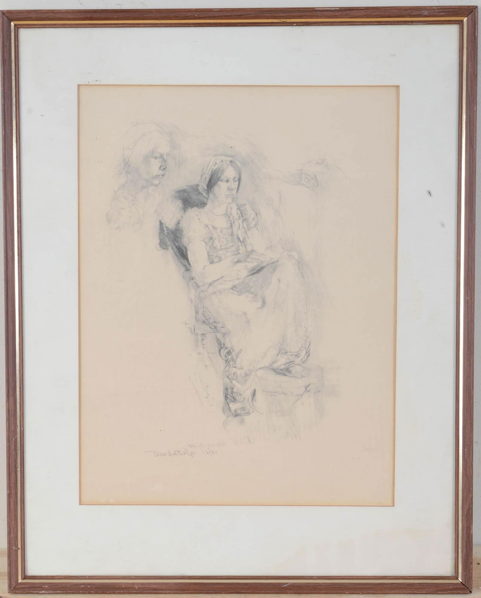 LITHOGRAPH OF A PENCIL FIGURE STUDY (1 of 2)