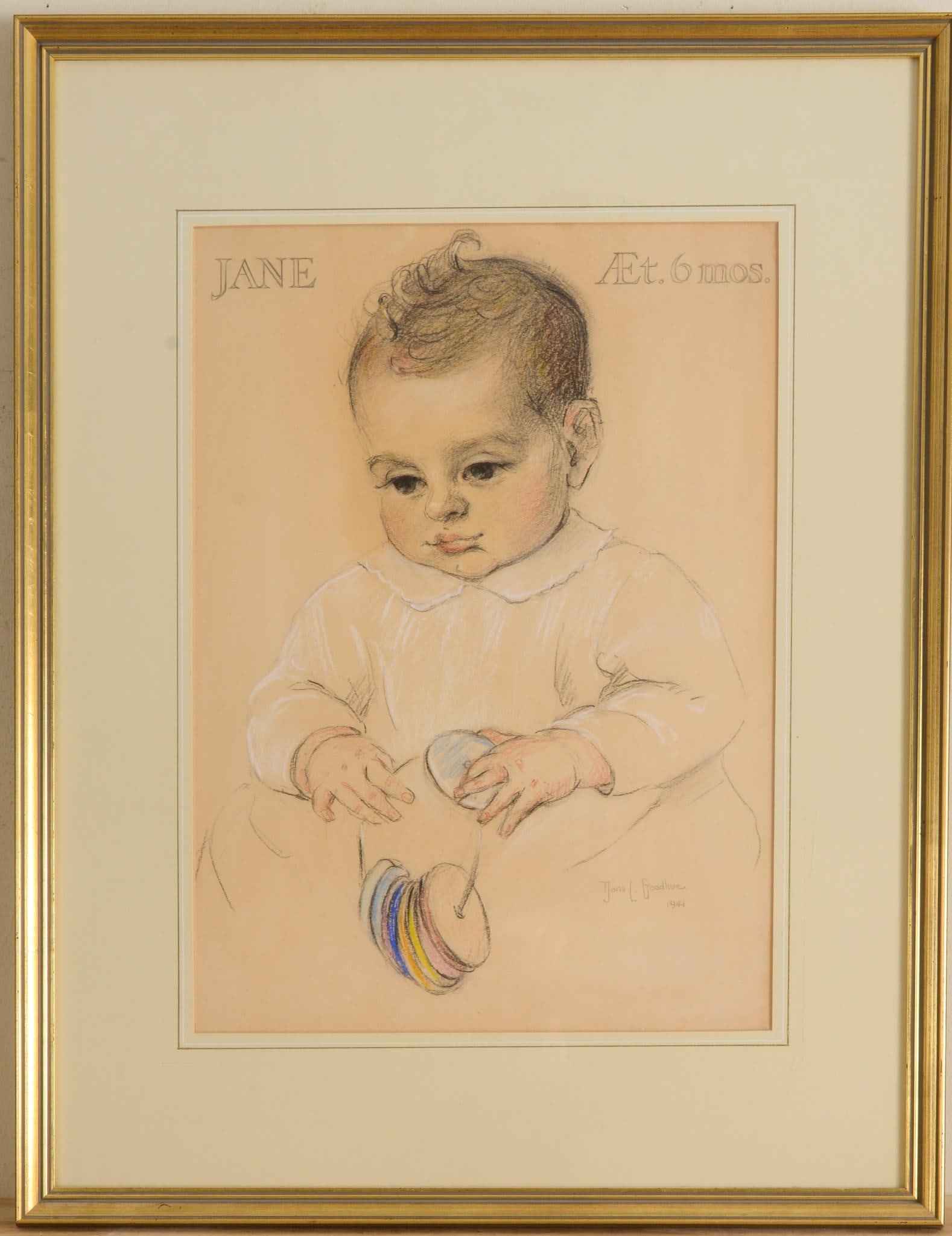 Doris Goodhue (American, 1897-1979). Portrait of Jane.: Pastel on paper, 17 x 12 inches, sight, signed lower right. Framed, 25 x 19.5 inches.