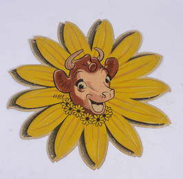 Yellow Metal Flower Elsie The Cow Advertisement Sign