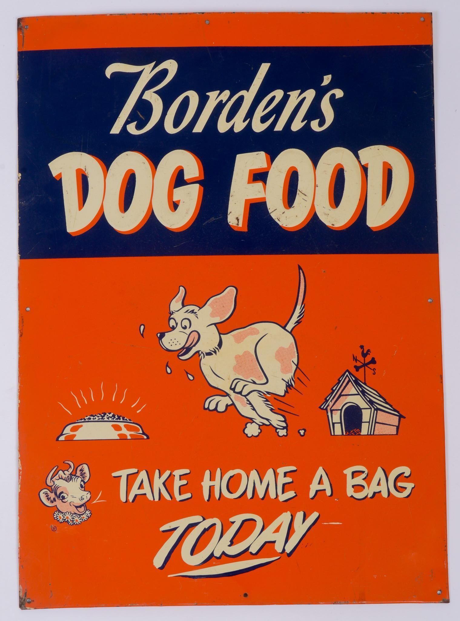 Metal Borden's Dog Food Advertisement Sign (1 of 2)