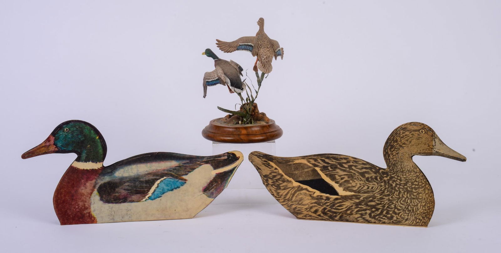 Pair of Flying Mallards on Wood Base (1 of 5)