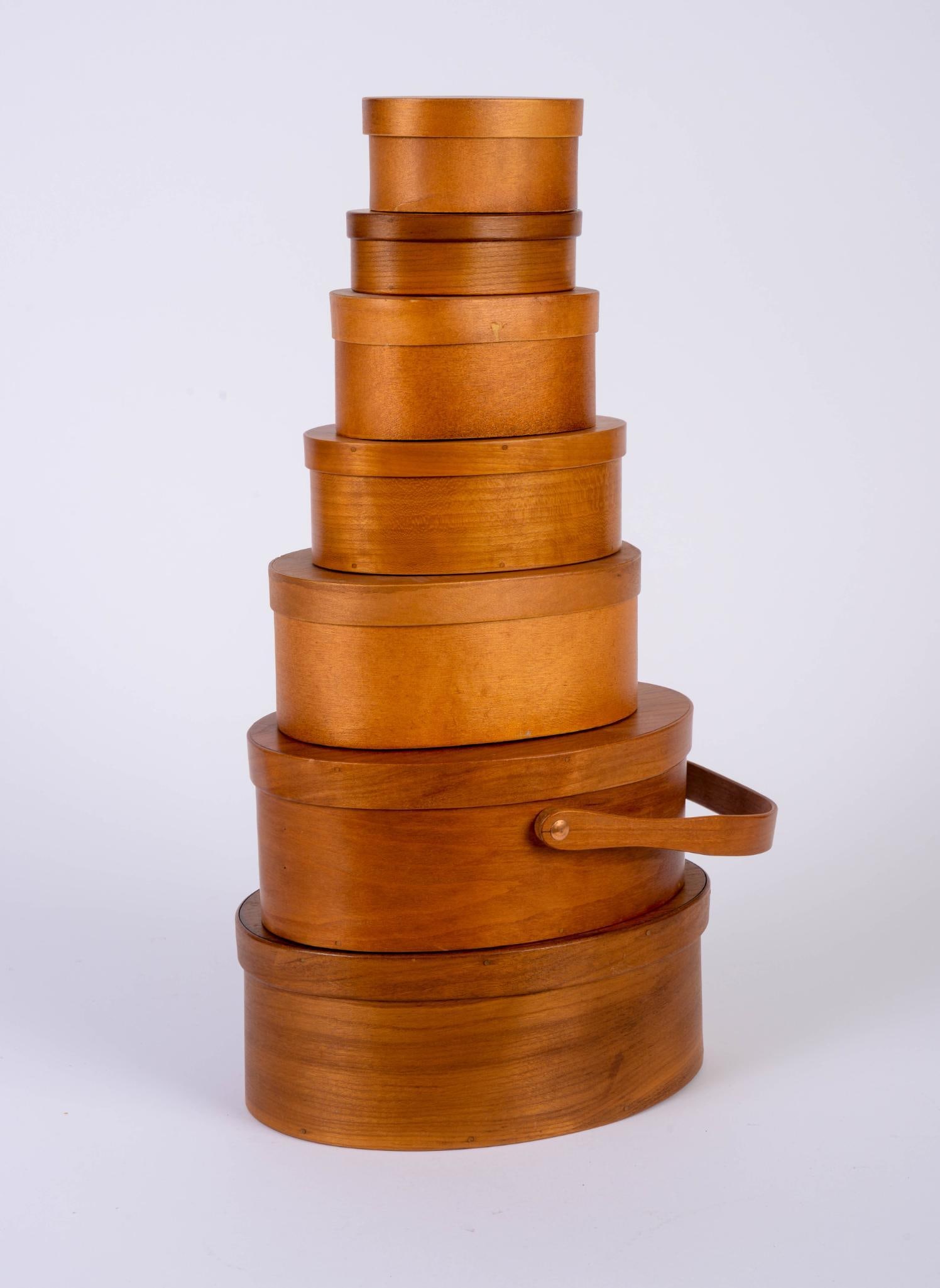 Group of Shaker Oval Wood Covered Boxes (1 of 5)