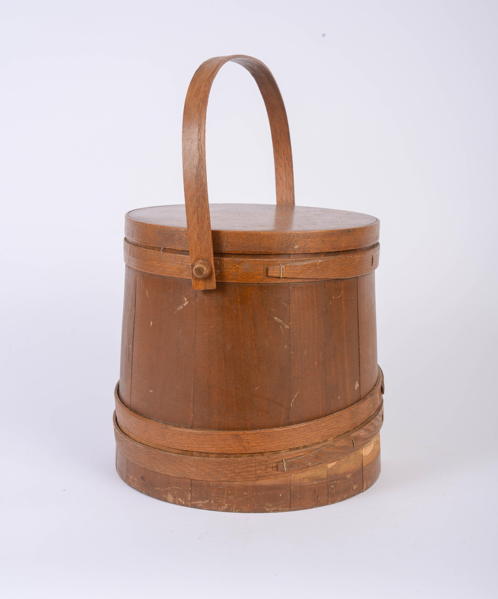 Wood Covered Bucket with Handle: Height 12 inches