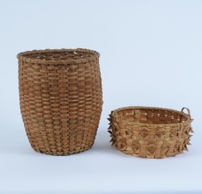 TWO WOVEN BASKETS