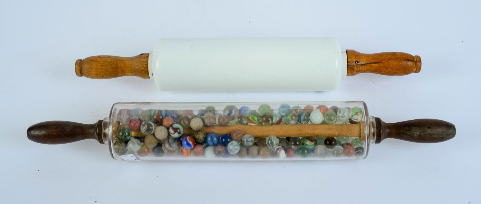 MILK GLASS ROLLING PIN WITH MARBLE FILLED GLASS ROLLING PIN (1 of 5)
