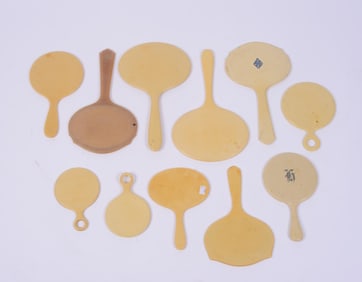 11 CELLULOIDE BEVELED GLASS HAND MIRRORS
