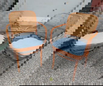 PAIR OF EMPIRE STATE CHAIR COMPANY MID CENTURY ARMCHAIRS.