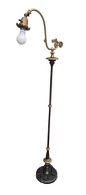 GILT METAL FLOOR LAMP WITH MARBLEIZED BASE.