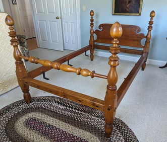 PAIR OF TURNED MAPLE TWIN BEDS