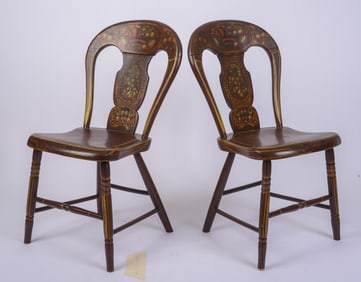 FOUR PAINTED BALLOON BACK SIDE CHAIRS