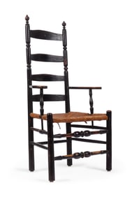 19TH CENTURY LADDER BACK ARM CHAIR