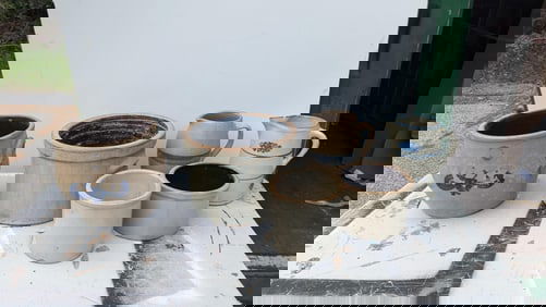 Six Stoneware Crocks And Pitchers