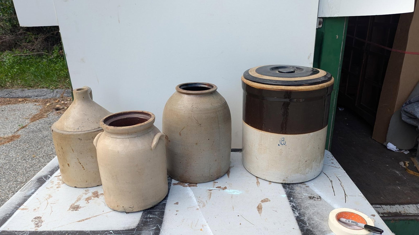 Six Stoneware Crocks. (1 of 4)