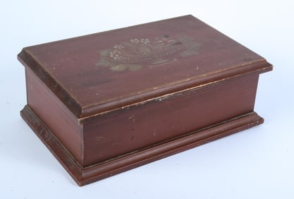 RED PAINTED WOOD BOX