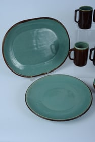 SET OF RED WING GLAZED POTTERY SERVING WARE