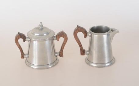 STIEF PEWTER CREAM & SUGAR W/LID