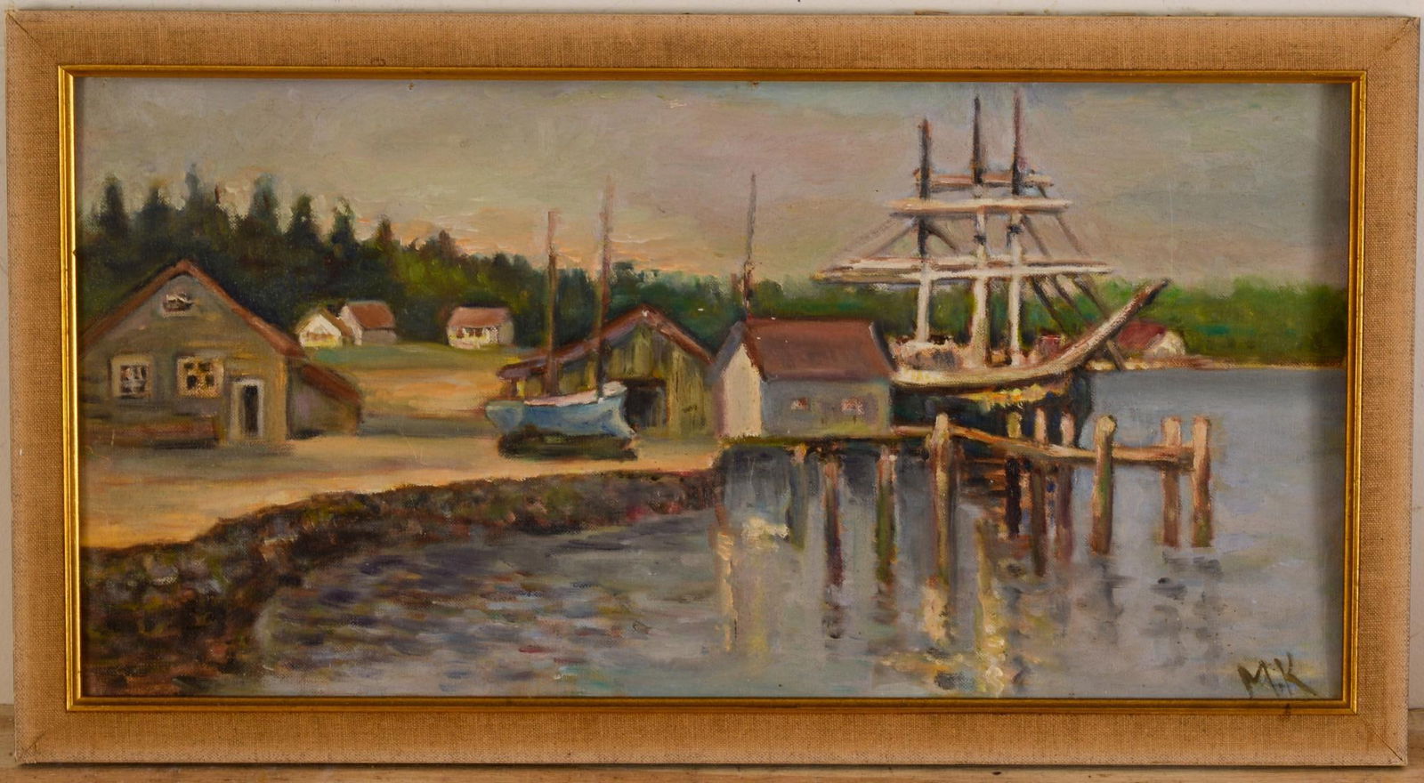 SCHOONER AT DOCK OIL ON BOARD, MYSTIC SEAPORT, CONNECTICUT (1 of 2)