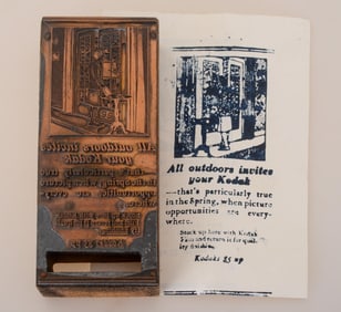 KODAK CAMERA, COPPER PLATE PRINTING BLOCK FOR ADVERTISEMENT