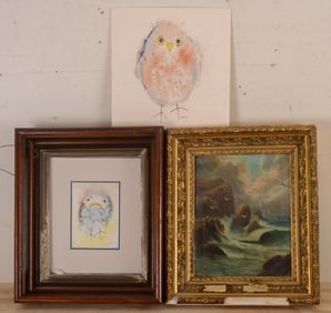 OCEAN SCENE OIL ON CANVAS IN ORNATE GOLD FRAME