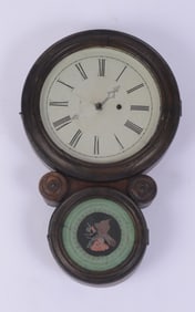 EARLY 19TH C MAHOGANY "8" SHAPED WALL CLOCK