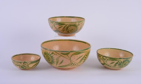 4 MEXICAN POTTERY NESTING BOWLS