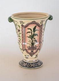 PORCELAIN TALL SHAPED VASE WITH FOLIAGE DECORATION