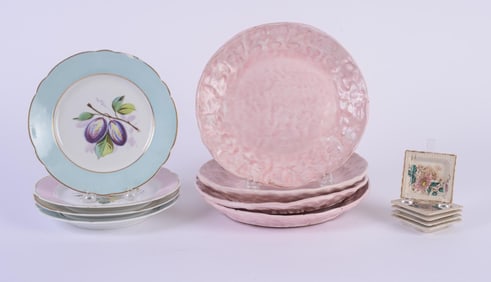 4 PINK HANDMADE POTTERY DINNER PLATES BY KARI WOOLSEY