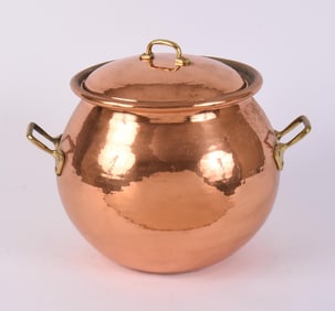 COPPER LIDDED POT.