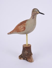 CARVED AND PAINTED UPLAND PLOVER MANTEL BIRD