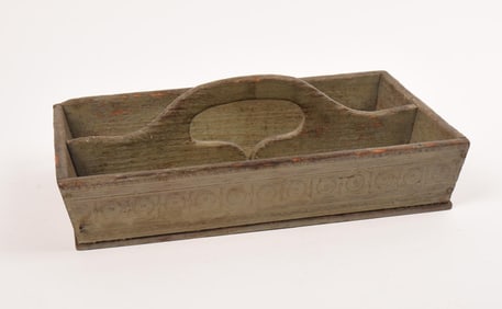 SMALL PINE KNIFE BOX IN BLUE PAINT