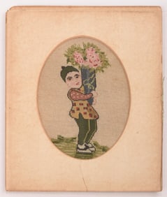 SMALL MID CENTURY NEEDLEPOINT.