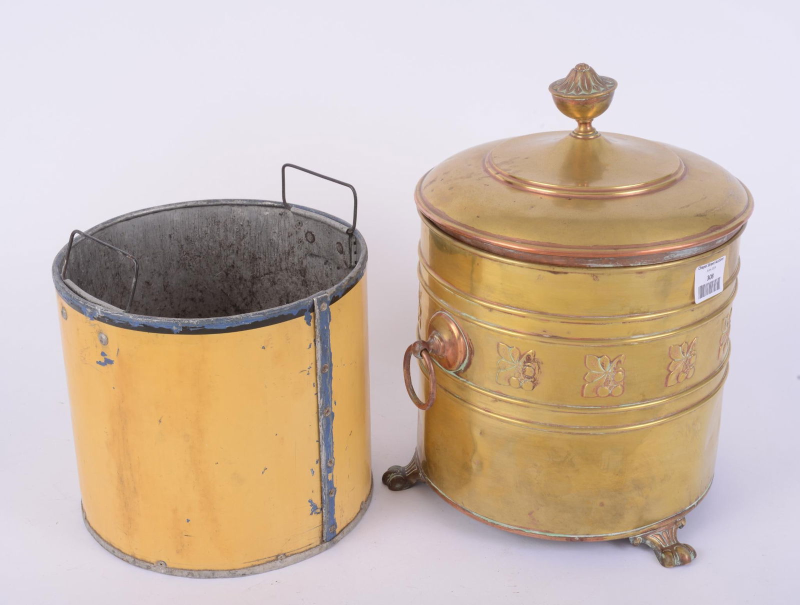 LARGE 19TH CENTURY BRASS ICE BUCKET.: Height 17 inches.