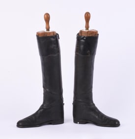 PAIR OF LEATHER BOOTS WITH RICHARD C BIDDLE FORMS