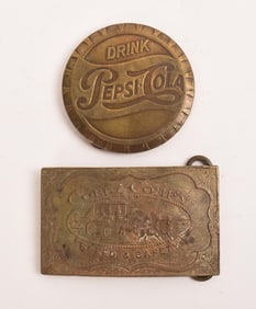 TWO TIFFANY BRONZE BELT BUCKLES
