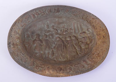 LARGE CAST METAL DISH.