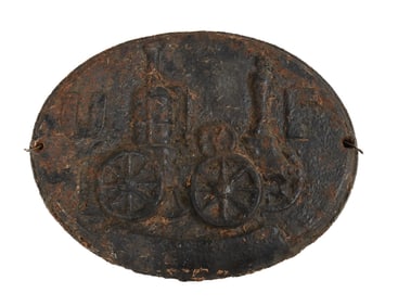 CAST IRON PLAQUE WITH STEAM ENGINE TRAIN