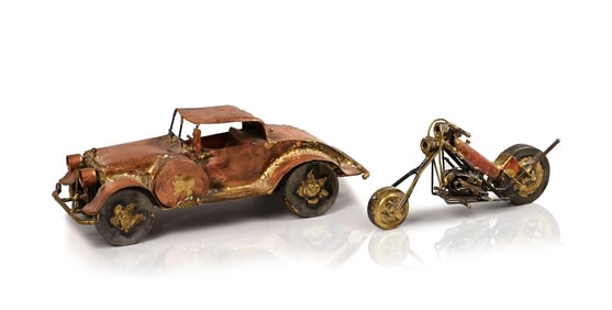 Van Johnson Metal Car and Motorcycle Sculptures