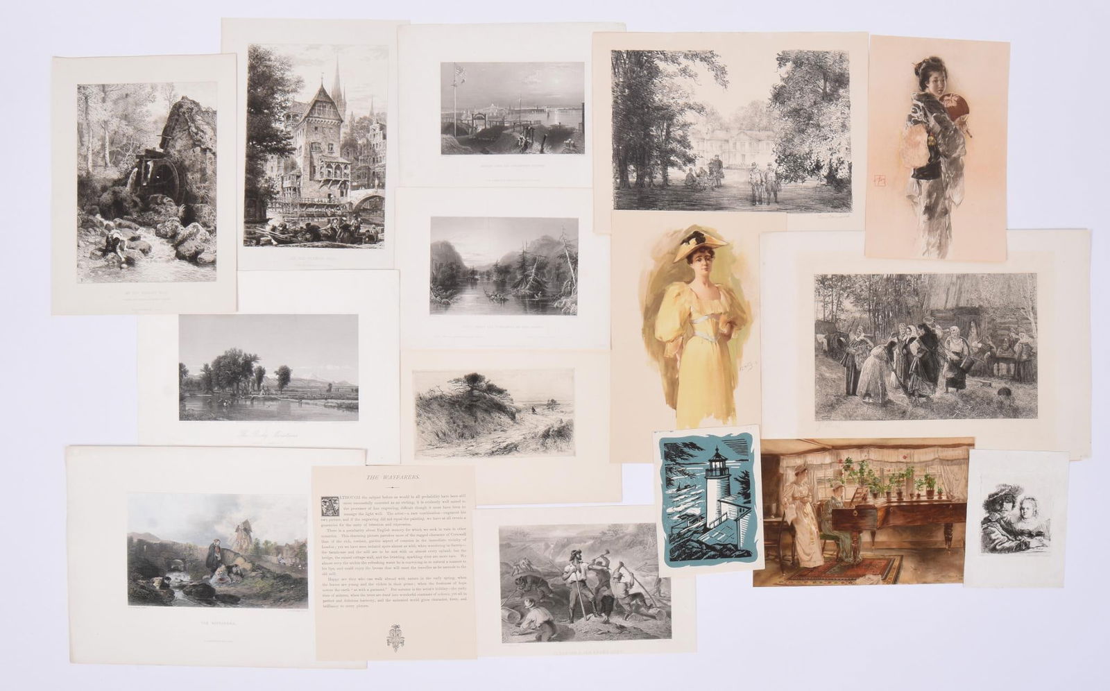 Box of 19th Century Etchings and Engravings of Genre Scenes (1 of 8)